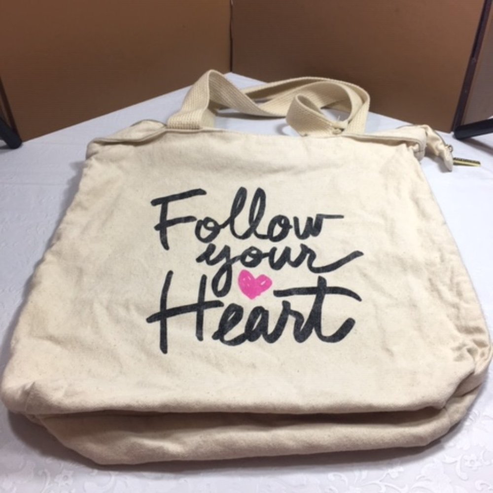 "Follow Your Heart" Canvas Tote Bag 15"x17"